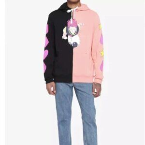 Hot Topic Hunter X Hunter Hisoka Bungee Gum Black Pink Split Hoodie - Medium